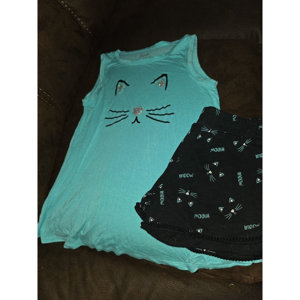 Justice cat meow top and shorts outfit‎ size 12